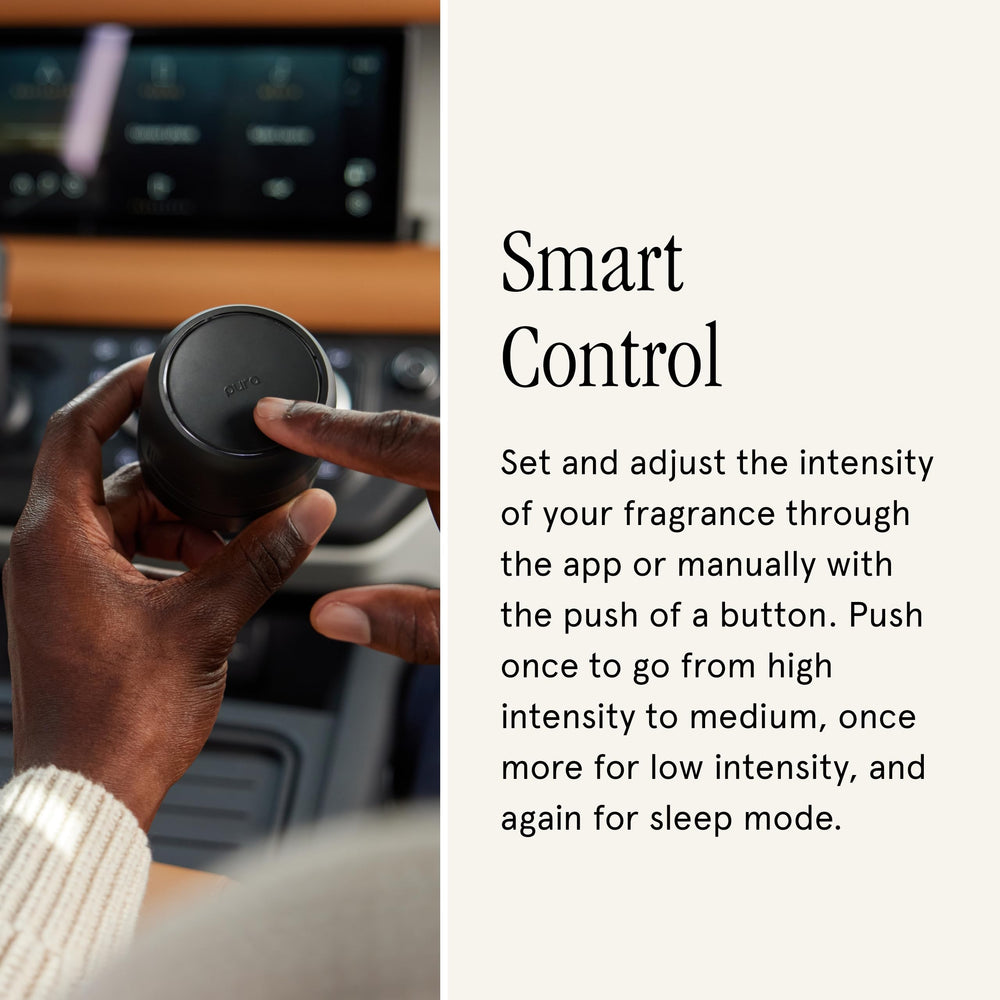 Pura close-up of push button for instant intensity control and easy use