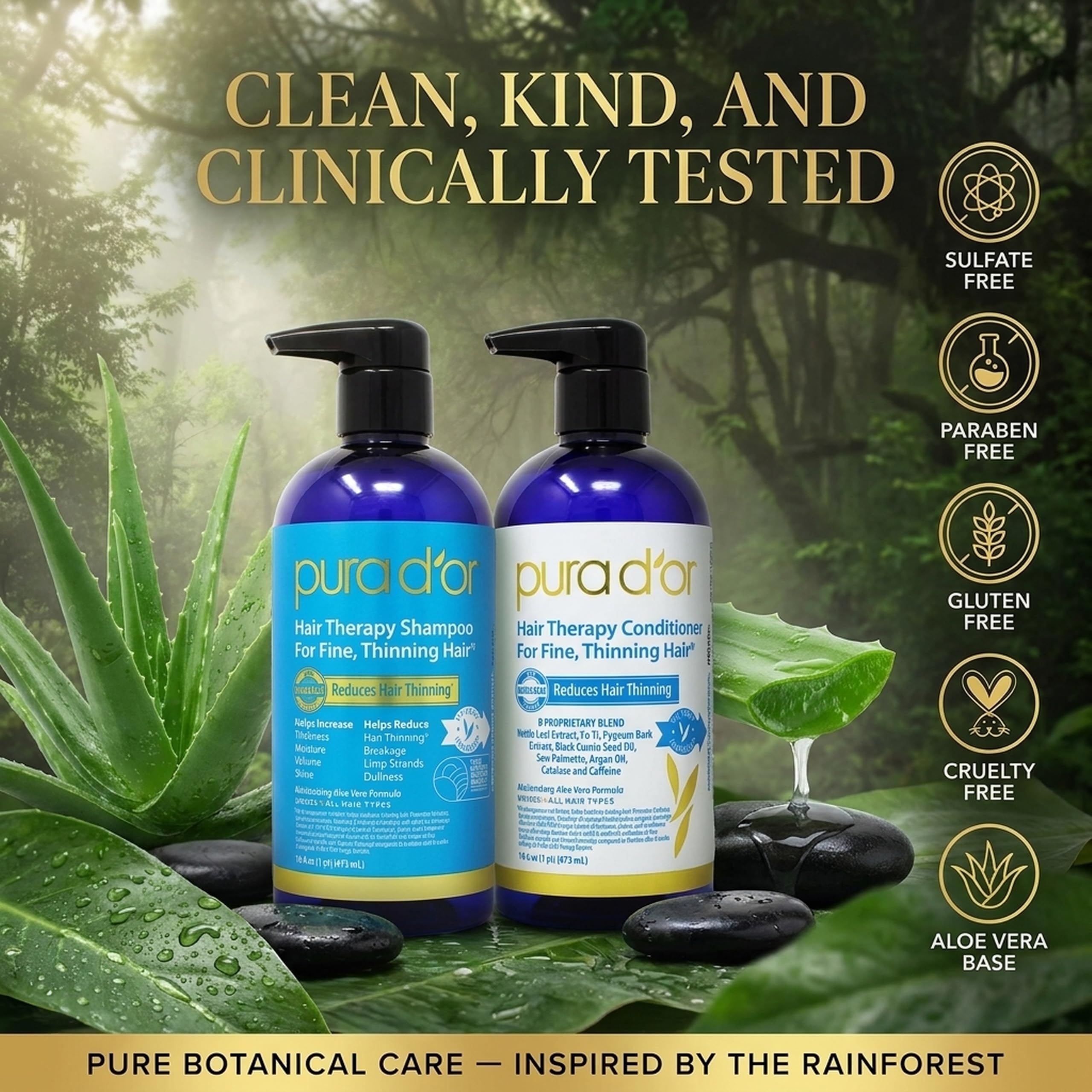 PURA D'OR estilo de vida cabello abundante y apariencia saludable