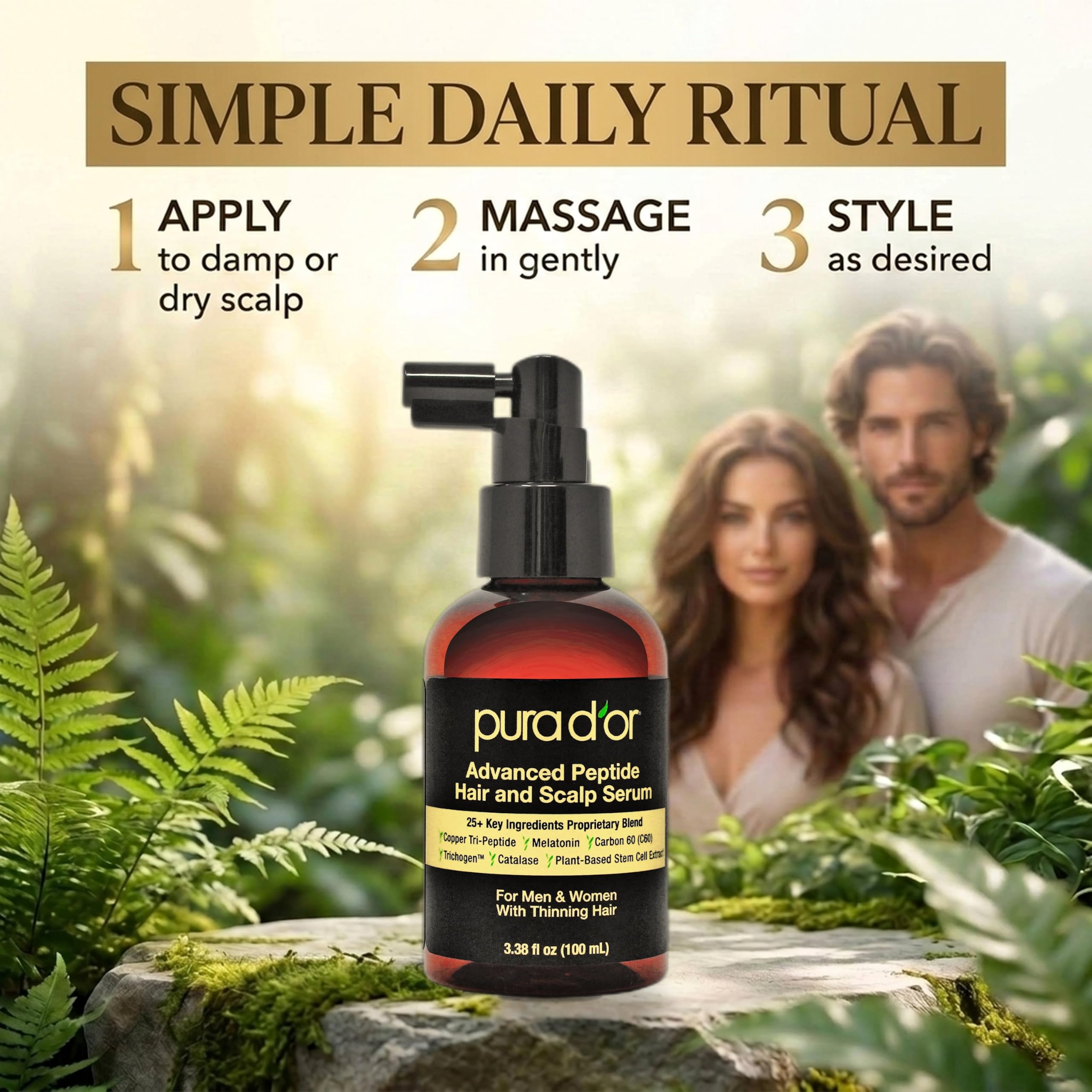 PURA D'OR uso en mujer peinando para mayor cuerpo y apariencia voluminosa