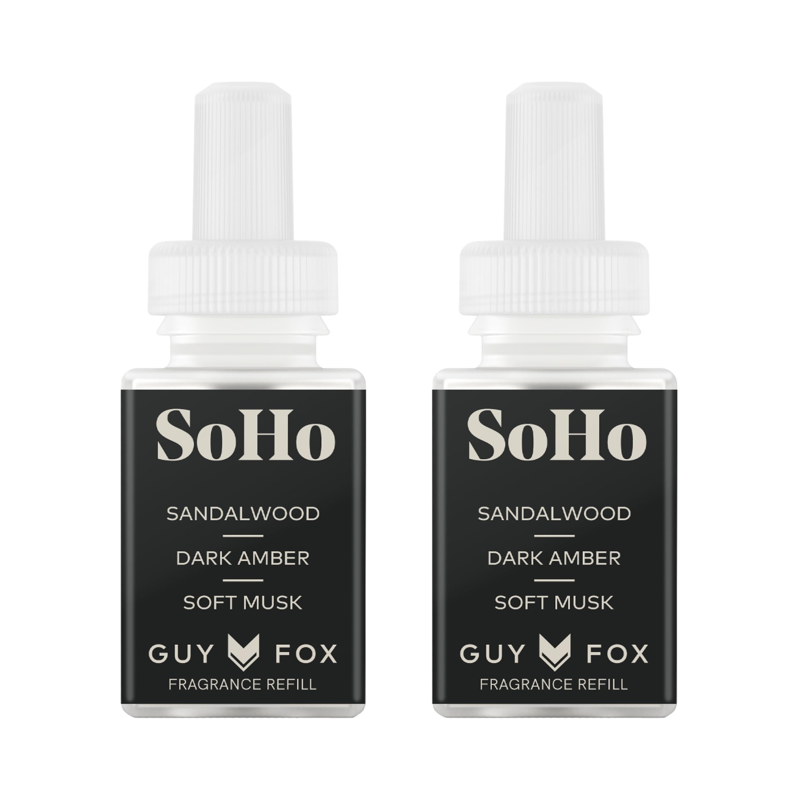 Pura x GUY FOX SoHo pack frontal mostrando dos recargas y diseño limpio