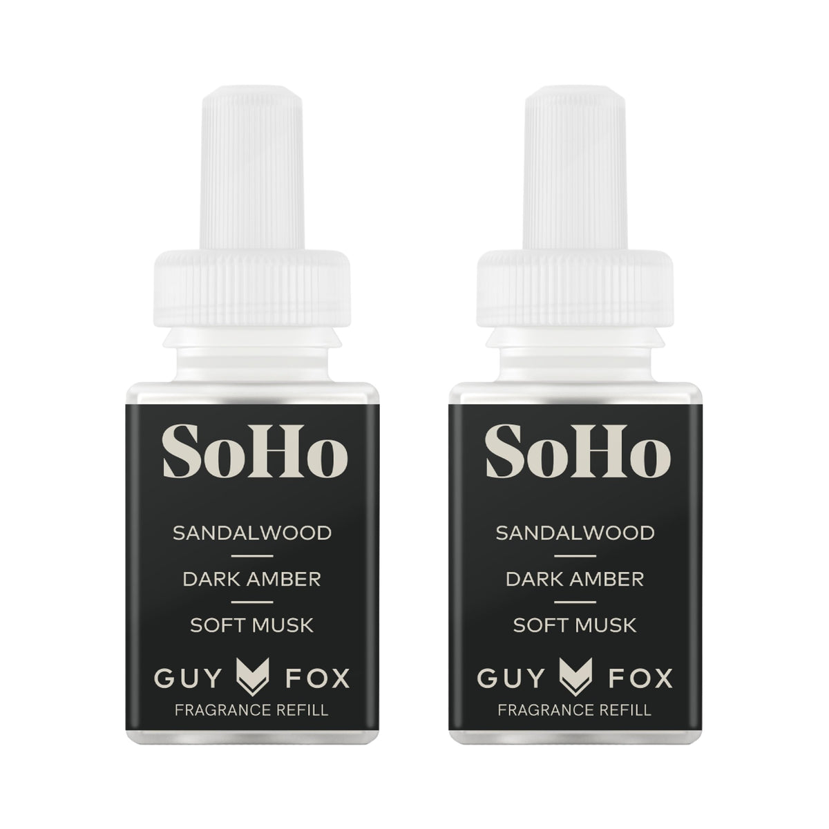 Pura x GUY FOX SoHo pack frontal mostrando dos recargas y diseño limpio