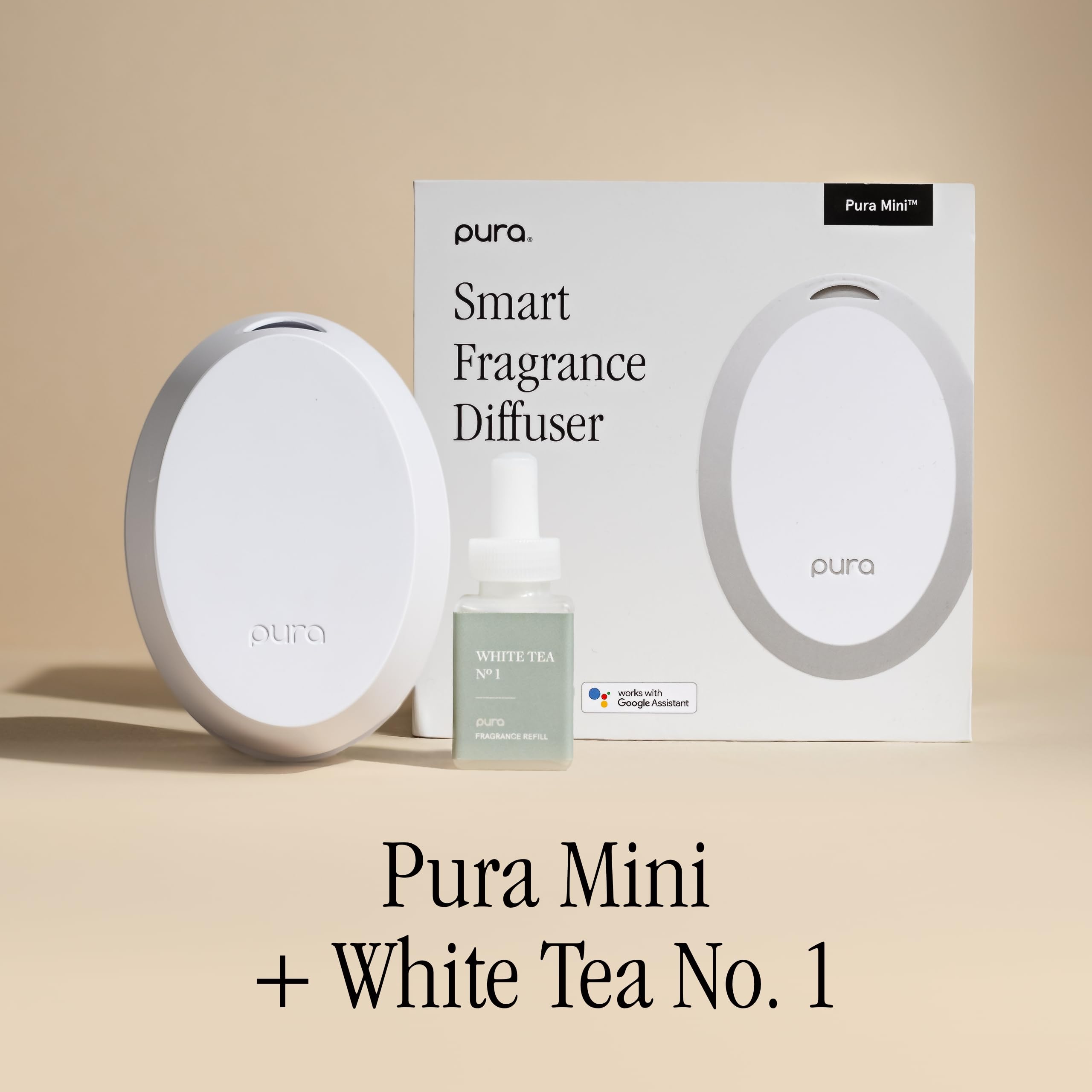 Pura mini side close-up highlighting finish and easy-refill benefit