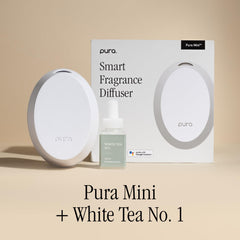 Pura mini side close-up highlighting finish and easy-refill benefit