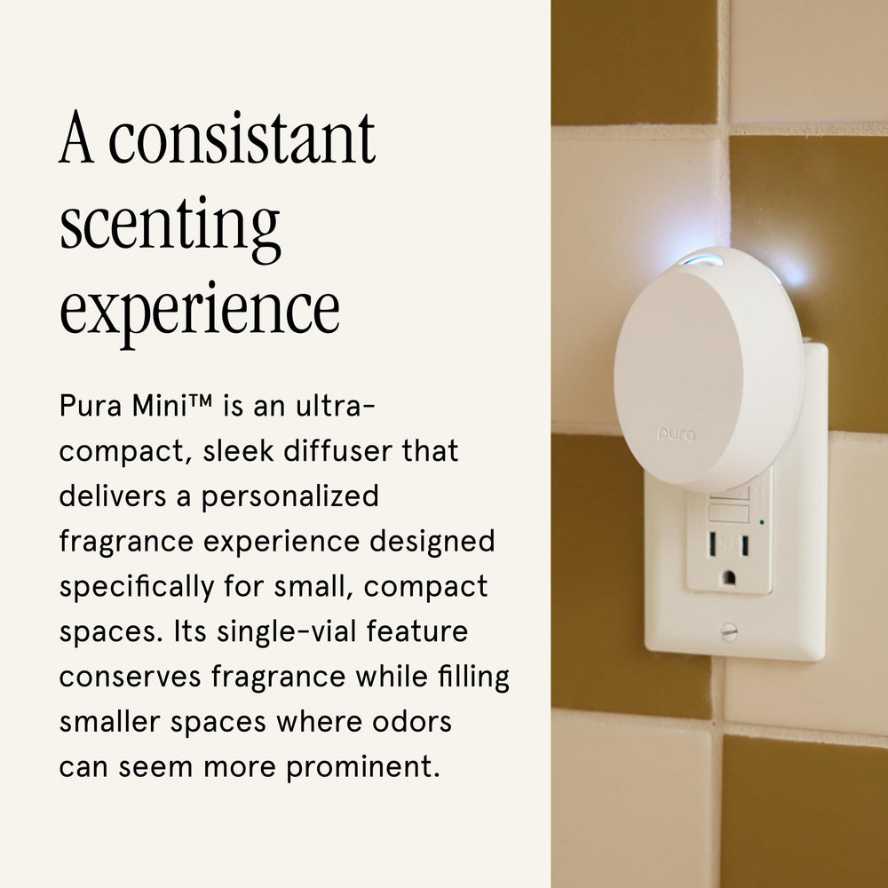 Pura mini with White Tea refill open demonstrating tool-free refill change