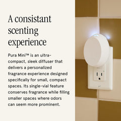 Pura mini with White Tea refill open demonstrating tool-free refill change