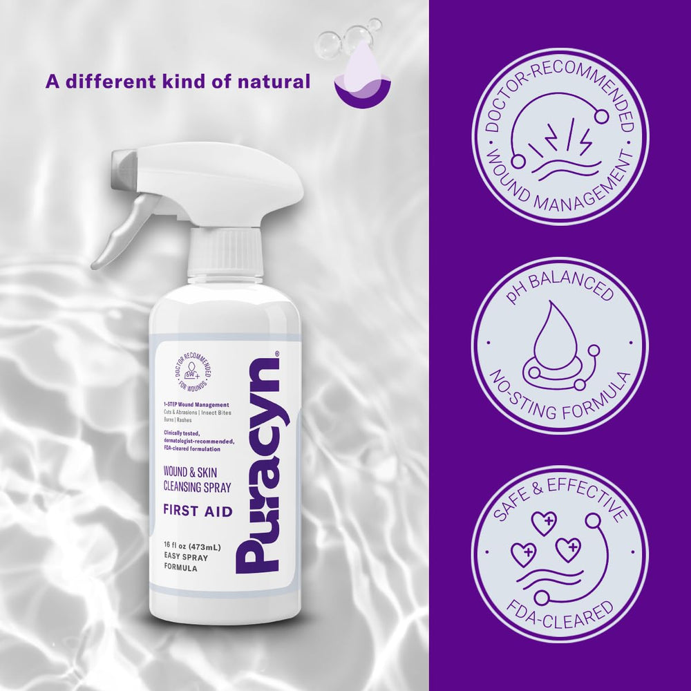 Puracyn spray nozzle closeup demonstrating easy application and gentle rinsing