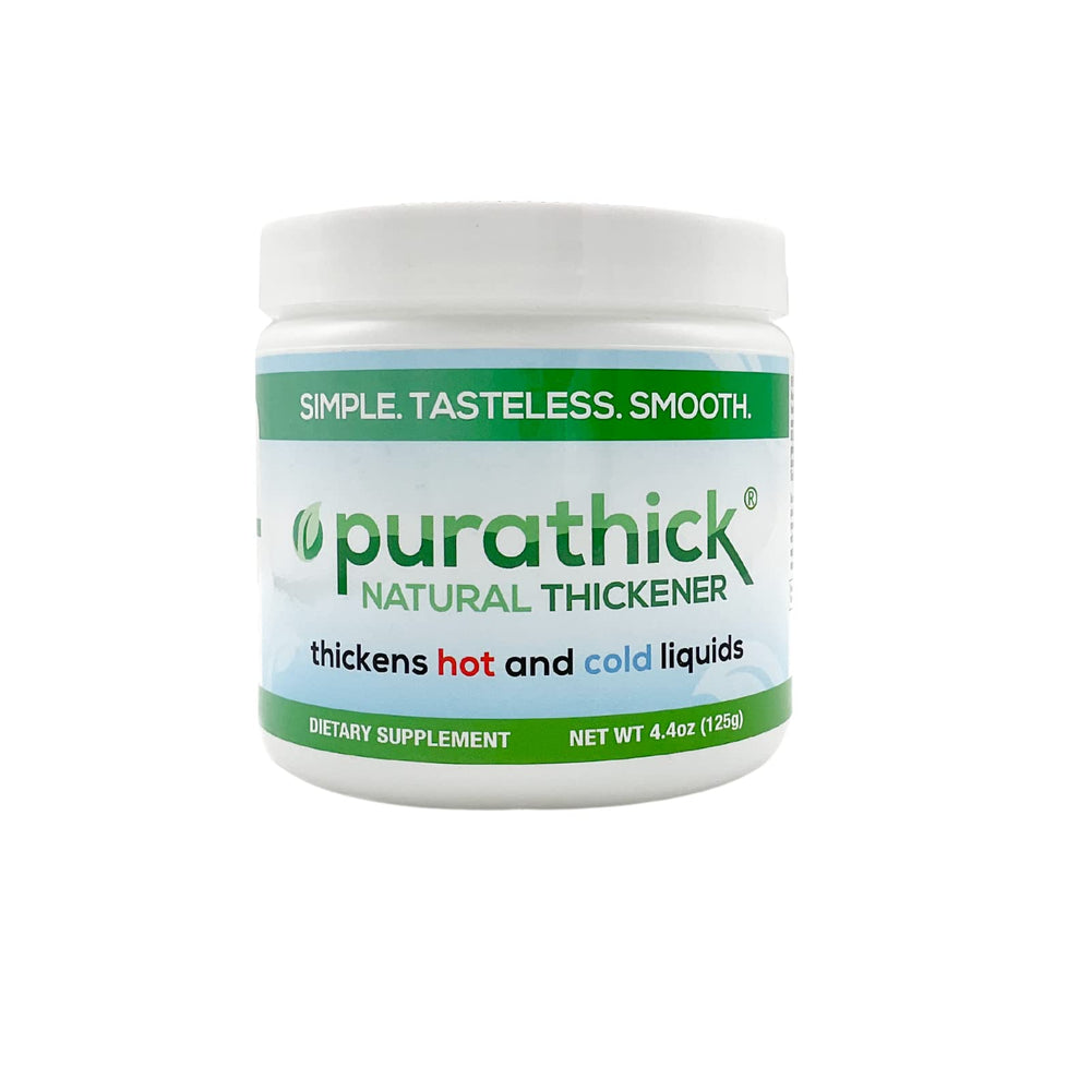 Purathick envase frontal mostrando la etiqueta y tamaño práctico para preparar líquidos
