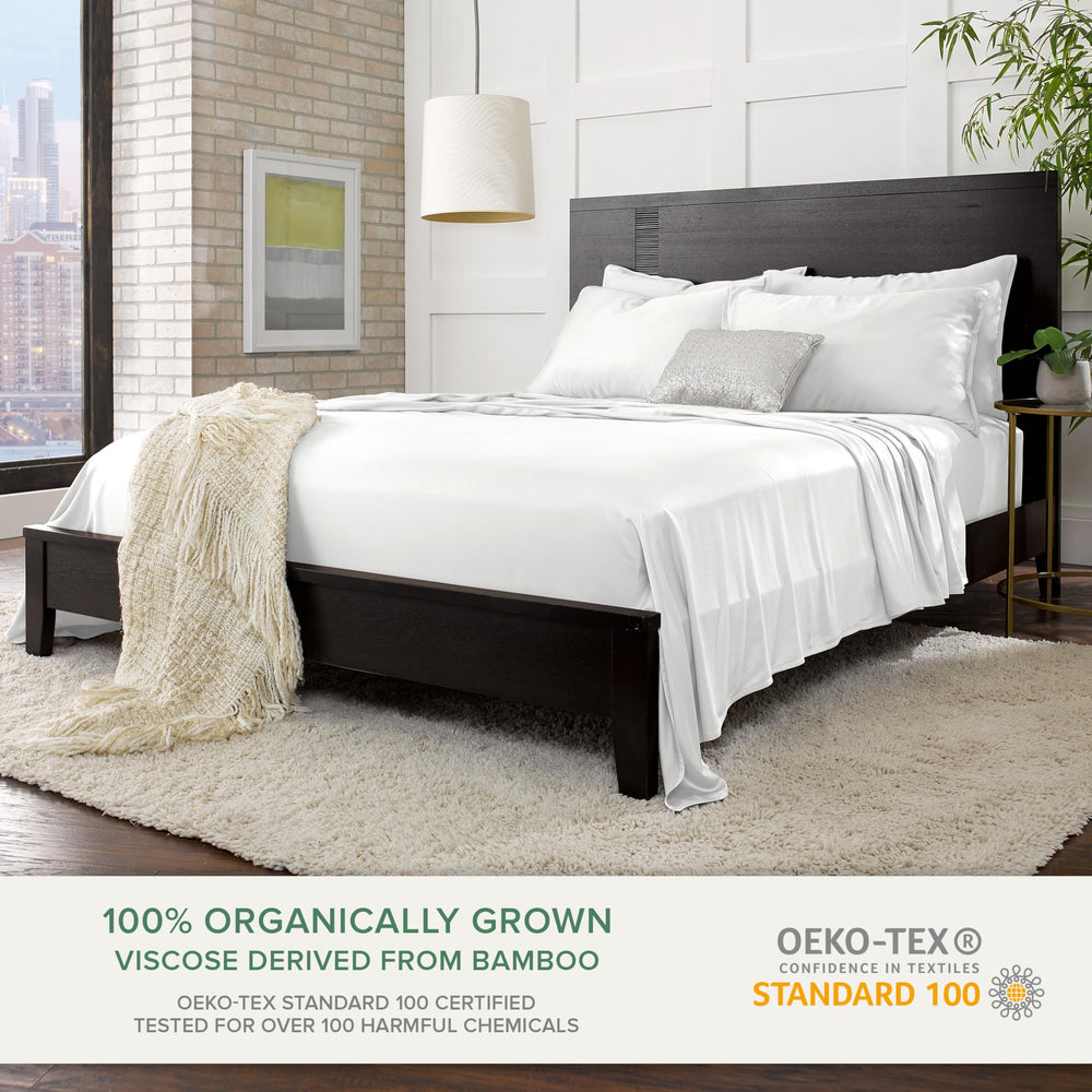 Pure Bamboo fitted sheet deep pocket detail demonstrating secure mattress fit