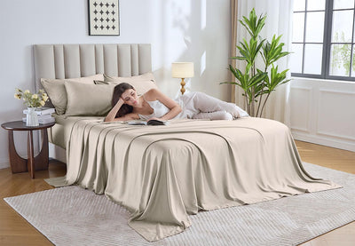Pure Bamboo close-up of sateen weave highlighting silky texture and cooling feel
