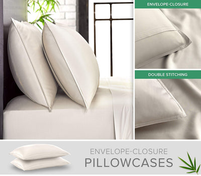 Pure Bamboo flat sheet close-up of sateen weave for smooth cooling feel