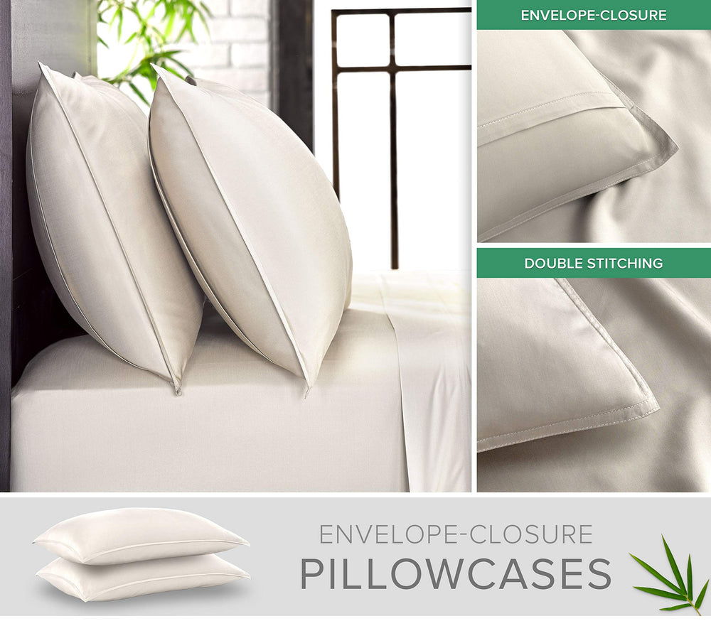 Pure Bamboo flat sheet close-up of sateen weave for smooth cooling feel
