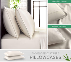 Pure Bamboo flat sheet close-up of sateen weave for smooth cooling feel