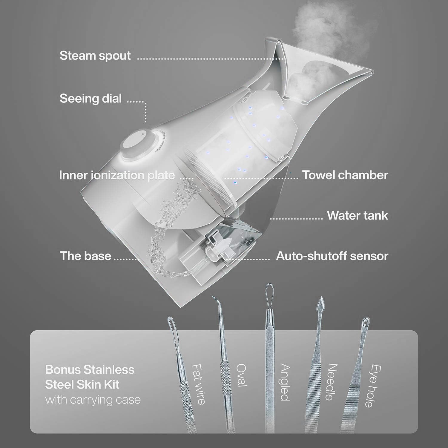 Pure Daily Care nanosteamer primer plano del vapor nano, mejora penetración en piel
