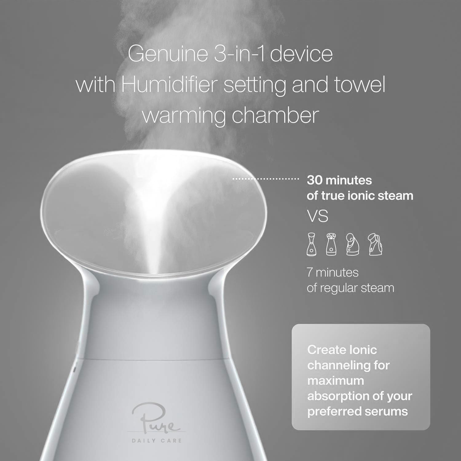 Pure Daily Care nanosteamer kit de 5 piezas en acero inoxidable, extracción precisa segura