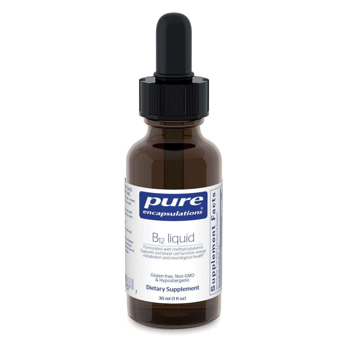 Pure Encapsulations bottle front view showing package and easy dosing benefit