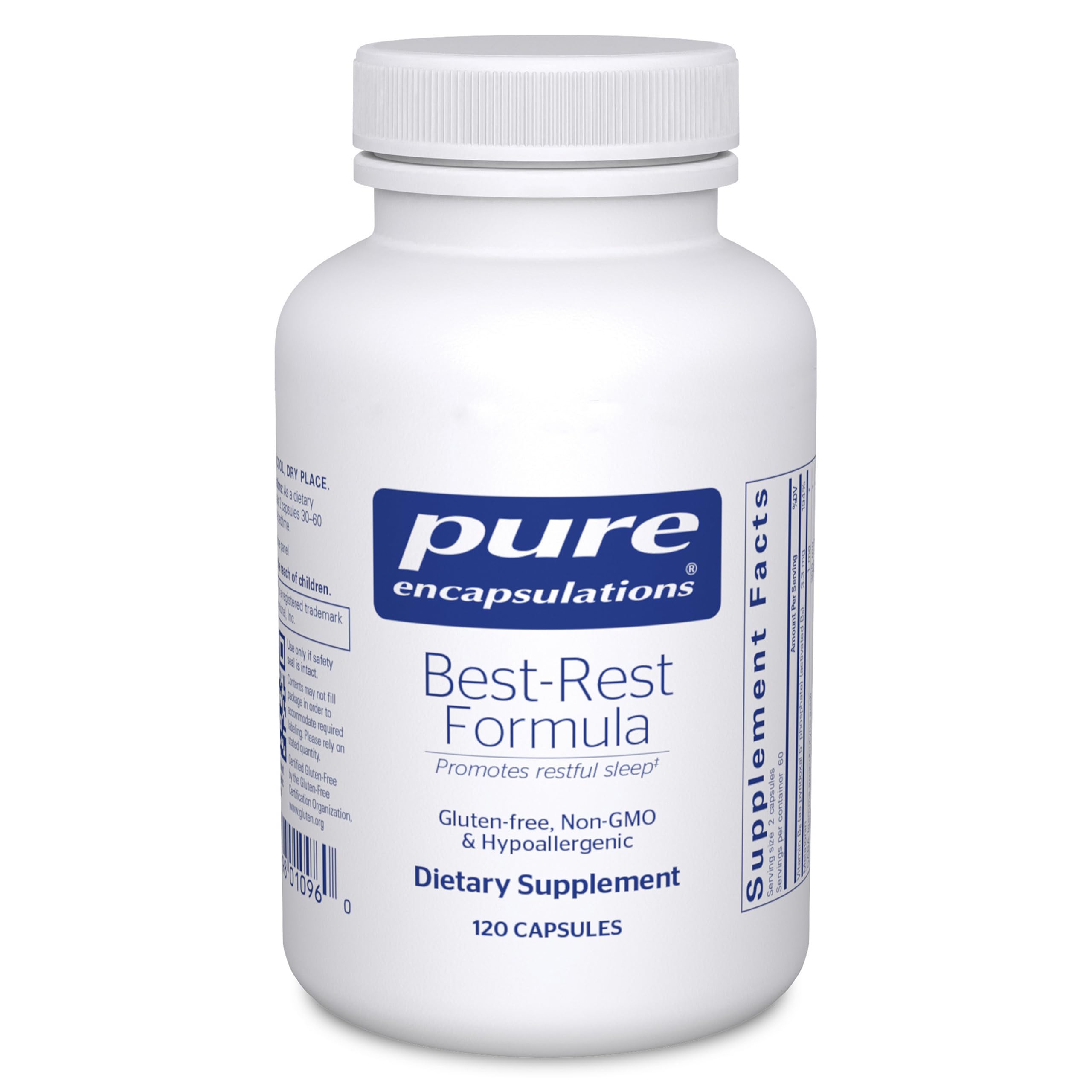Pure Encapsulations frasco frontal mostrando el producto para descanso