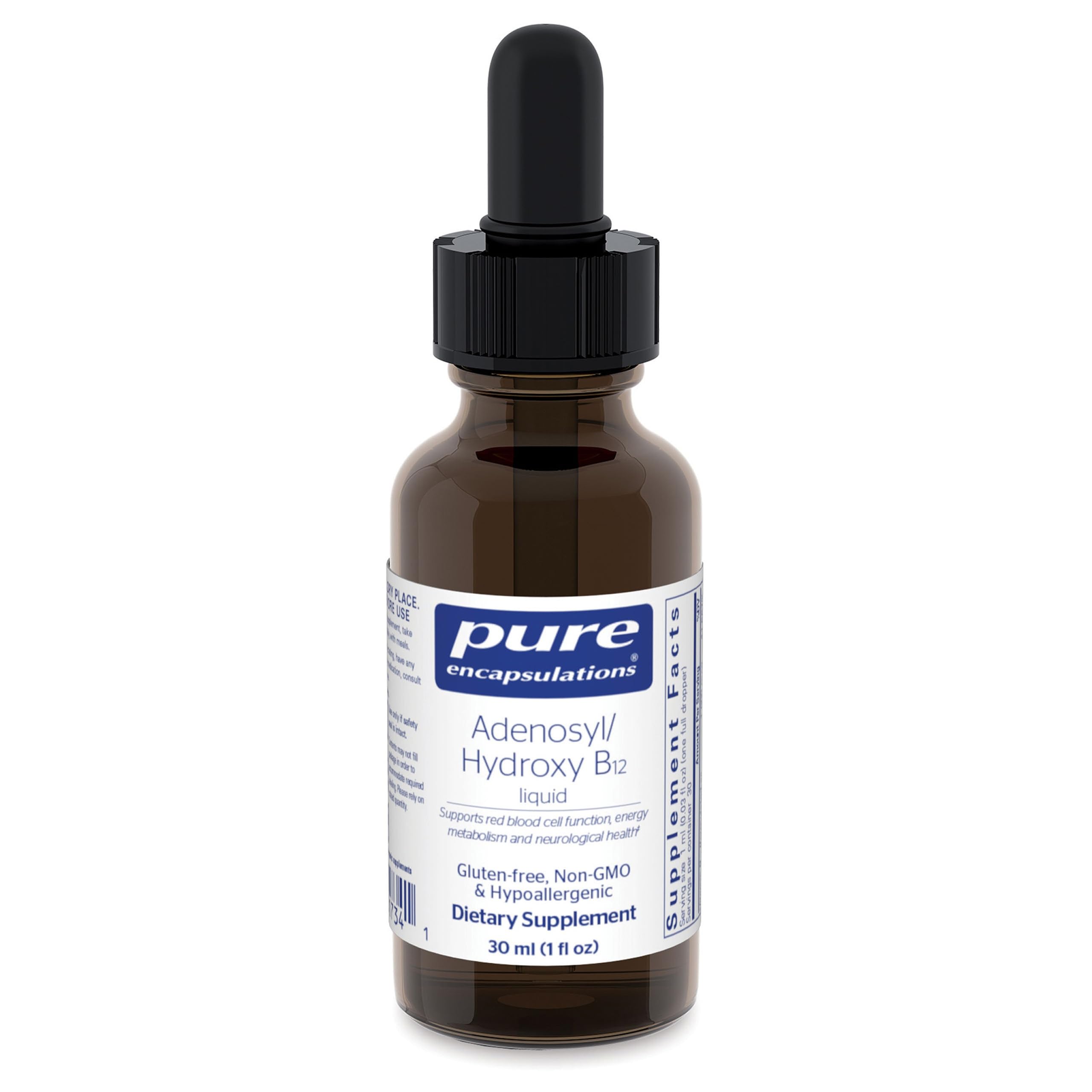 Pure Encapsulations botella frente mostrando etiqueta y beneficio de pureza
