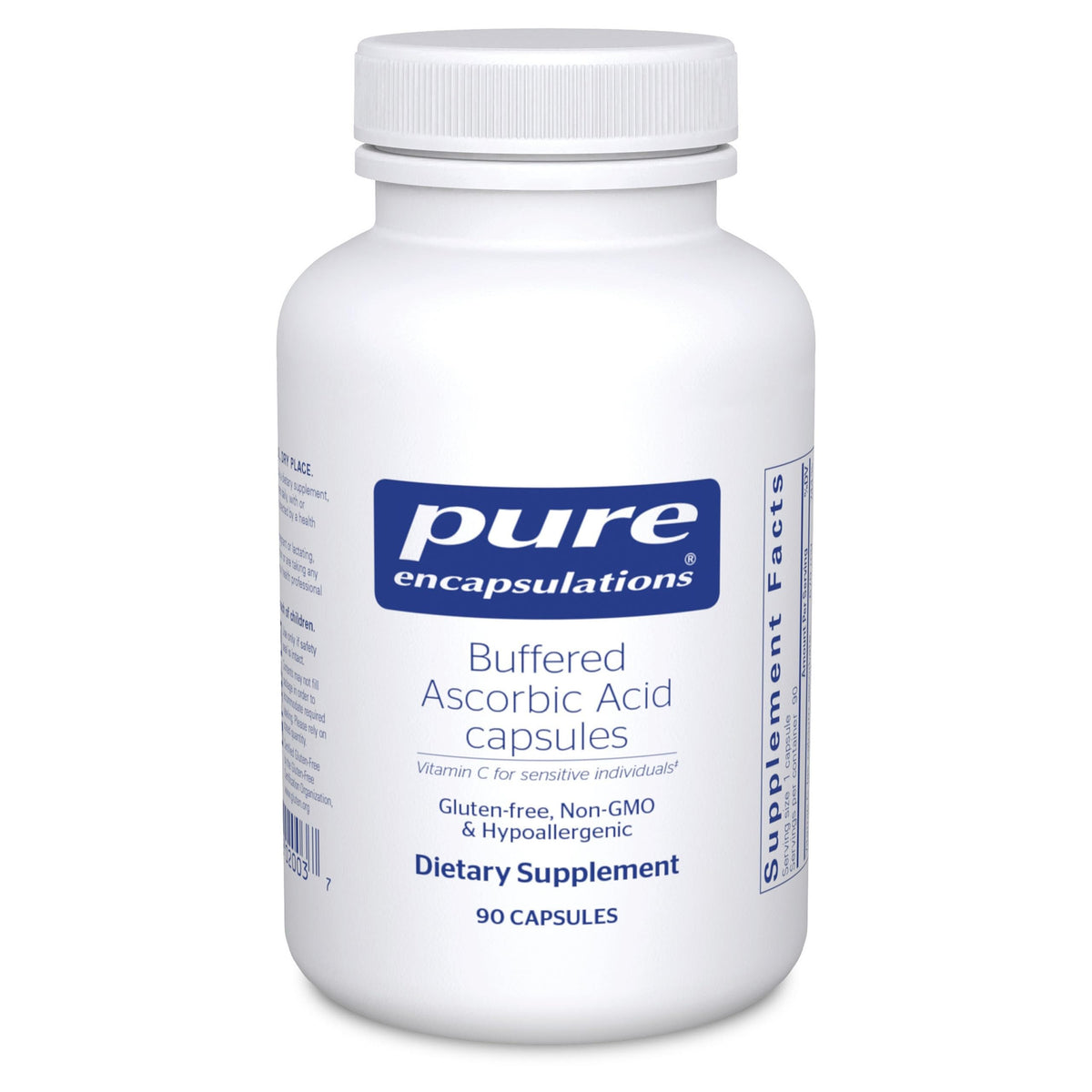 Pure Encapsulations envase frontal claro mostrando 90 cápsulas y beneficios