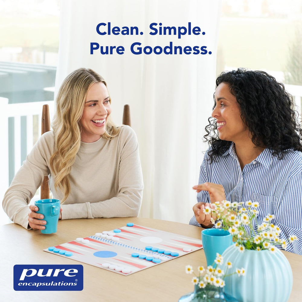Pure Encapsulations envase abierto con cápsulas y dosis para planificación