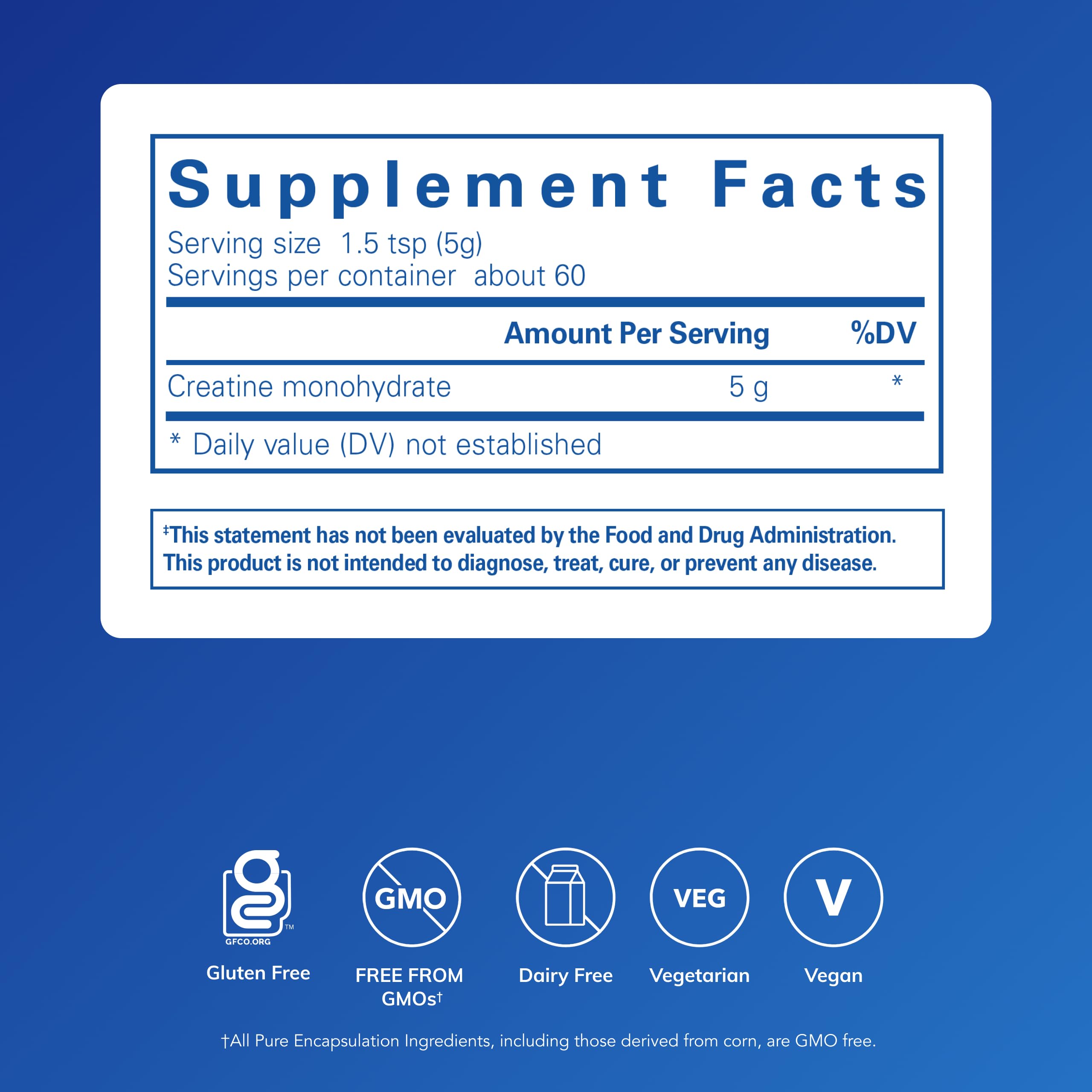 Pure Encapsulations creatine polvo textura fina para disolución rápida
