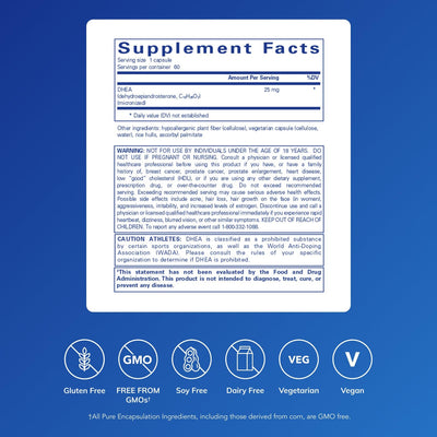 Pure Encapsulations label close-up highlighting dosage and purity benefits