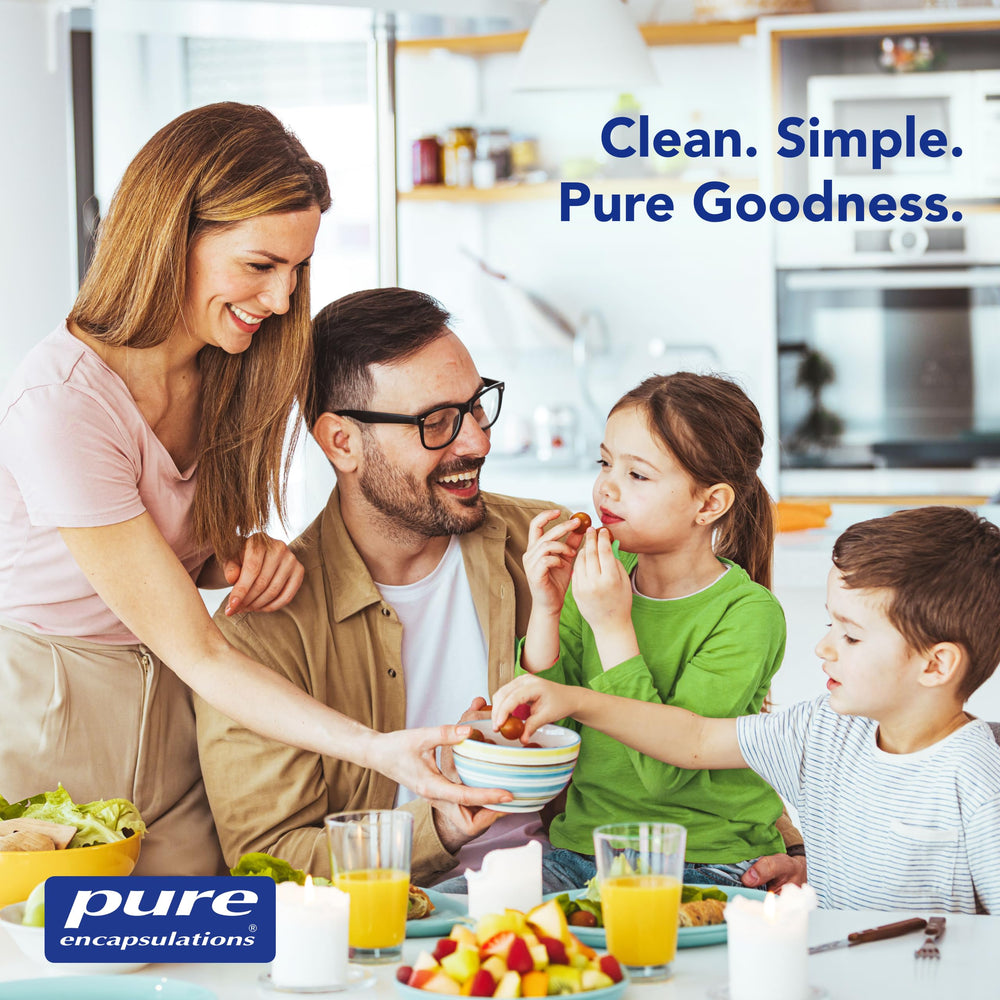 Pure Encapsulations frasco en cocina sobre mesa ilustrando integración en la rutina diaria