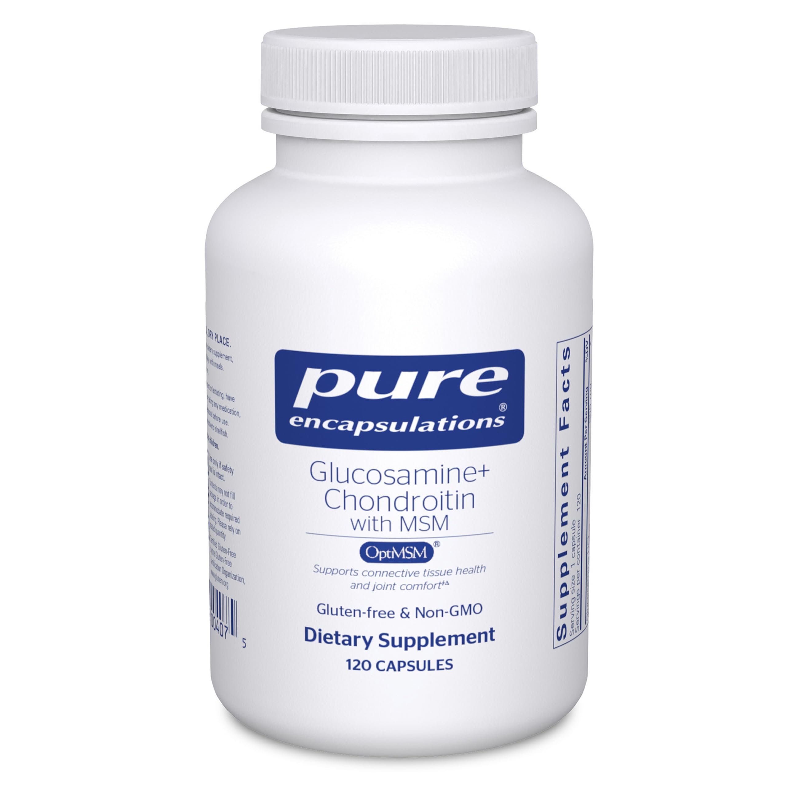 Pure Encapsulations frasco frontal mostrando 120 cápsulas y beneficios