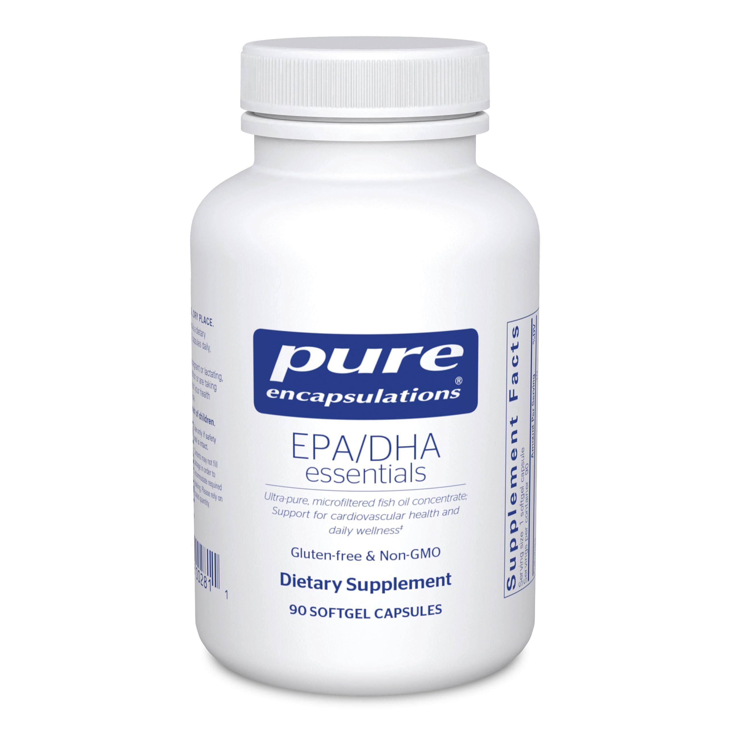 Pure Encapsulations frente del envase mostrando 90 cápsulas, confianza en la pureza