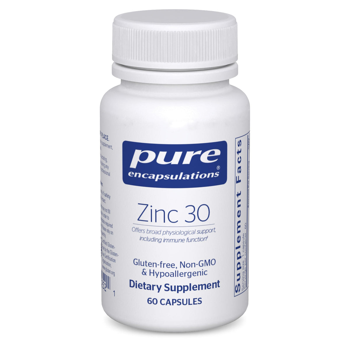 Pure Encapsulations frasco frontal mostrando diseño y cantidad de cápsulas