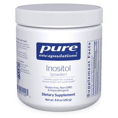 Pure Encapsulations envase frontal mostrando myo-inositol y pureza
