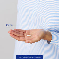 Mano sujetando el frasco para mostrar el tamaño y cantidad Pure Encapsulations