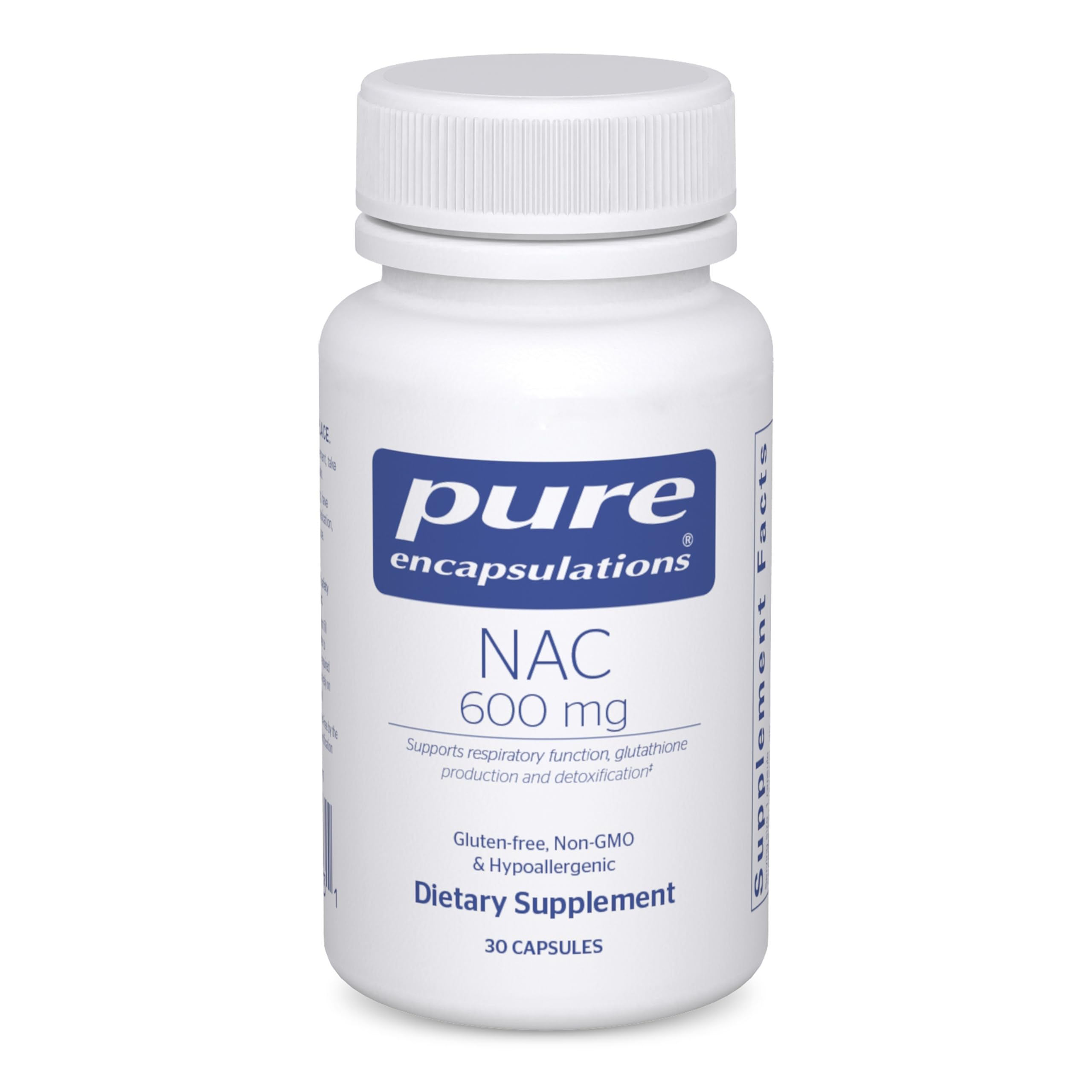 Pure Encapsulations caja frontal mostrando 30 cápsulas y claridad de ingredientes