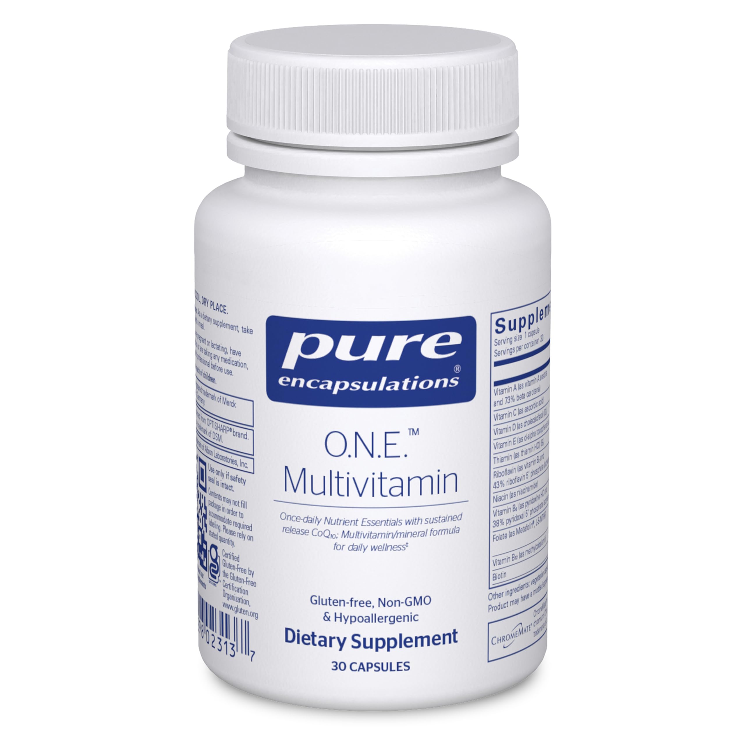 Pure Encapsulations O.N.E. Multivitamin vista frontal, presentación clara y profesional