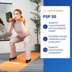 Pure Encapsulations P5P 50 etiqueta nutricional legible con ingredientes y dosis