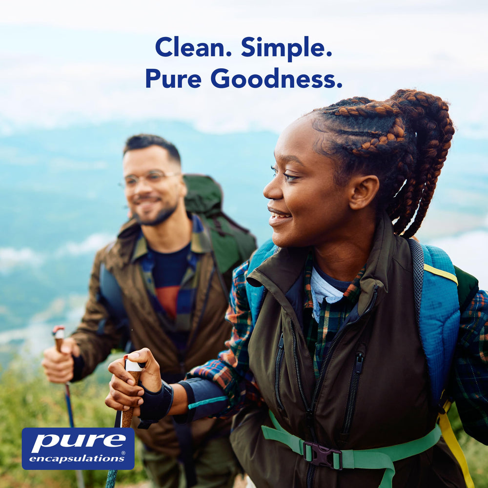 Pure Encapsulations bottle on bathroom counter in morning routine suggesting consistent use
