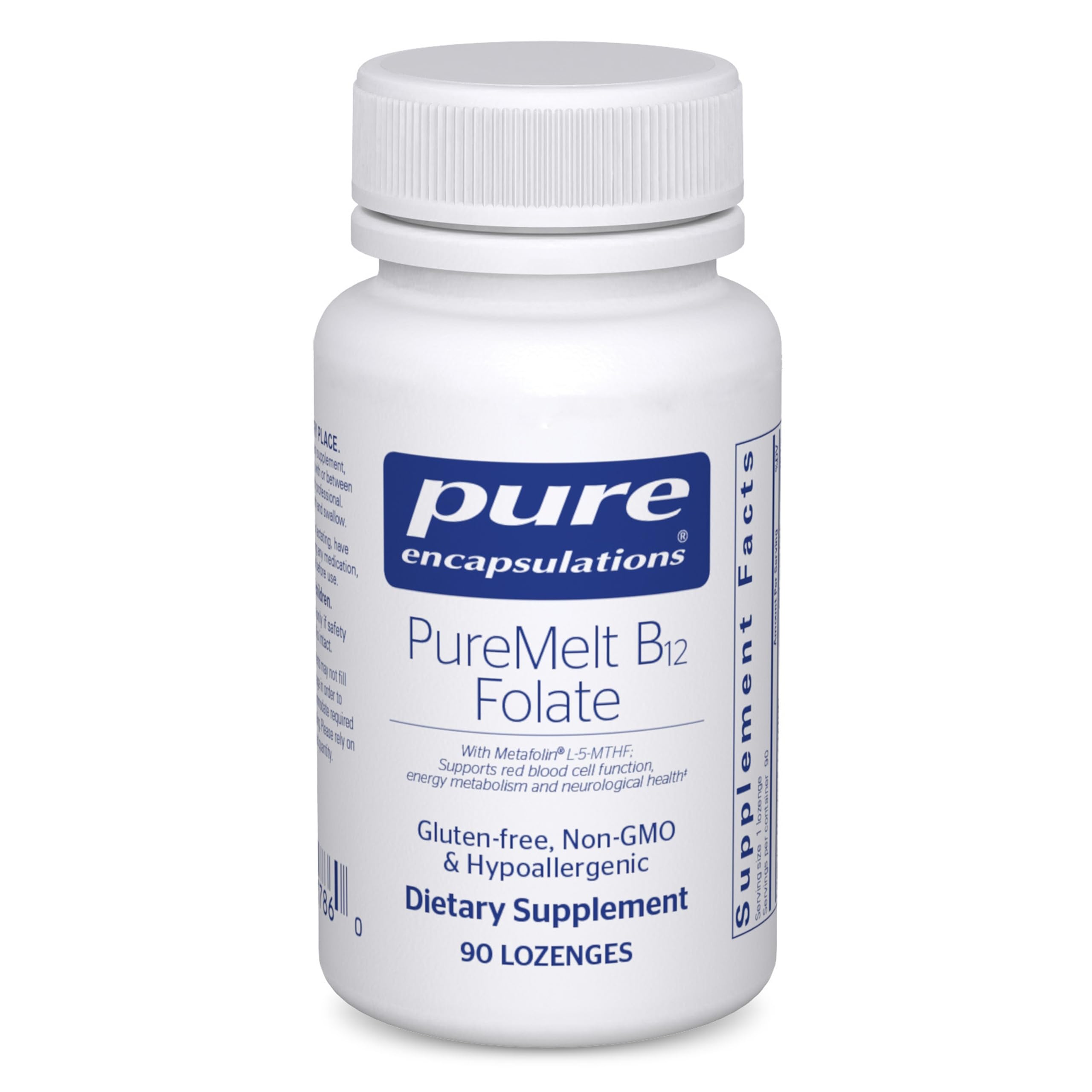 Pure Encapsulations frasco frontal que muestra 90 pastillas y marca