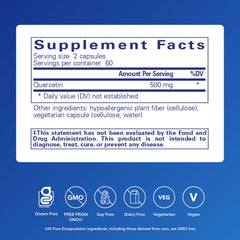Pure Encapsulations close-up of a single quercetin capsule highlighting easy swallowing