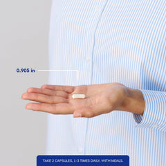 Pure Encapsulations bottle in hand to show capsule count and scale