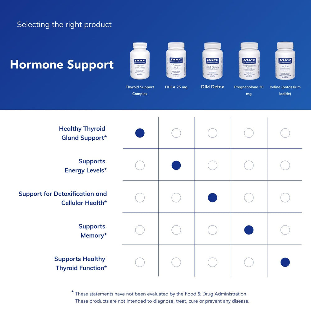 Pure Encapsulations etiqueta con información nutricional y calidad comprobada