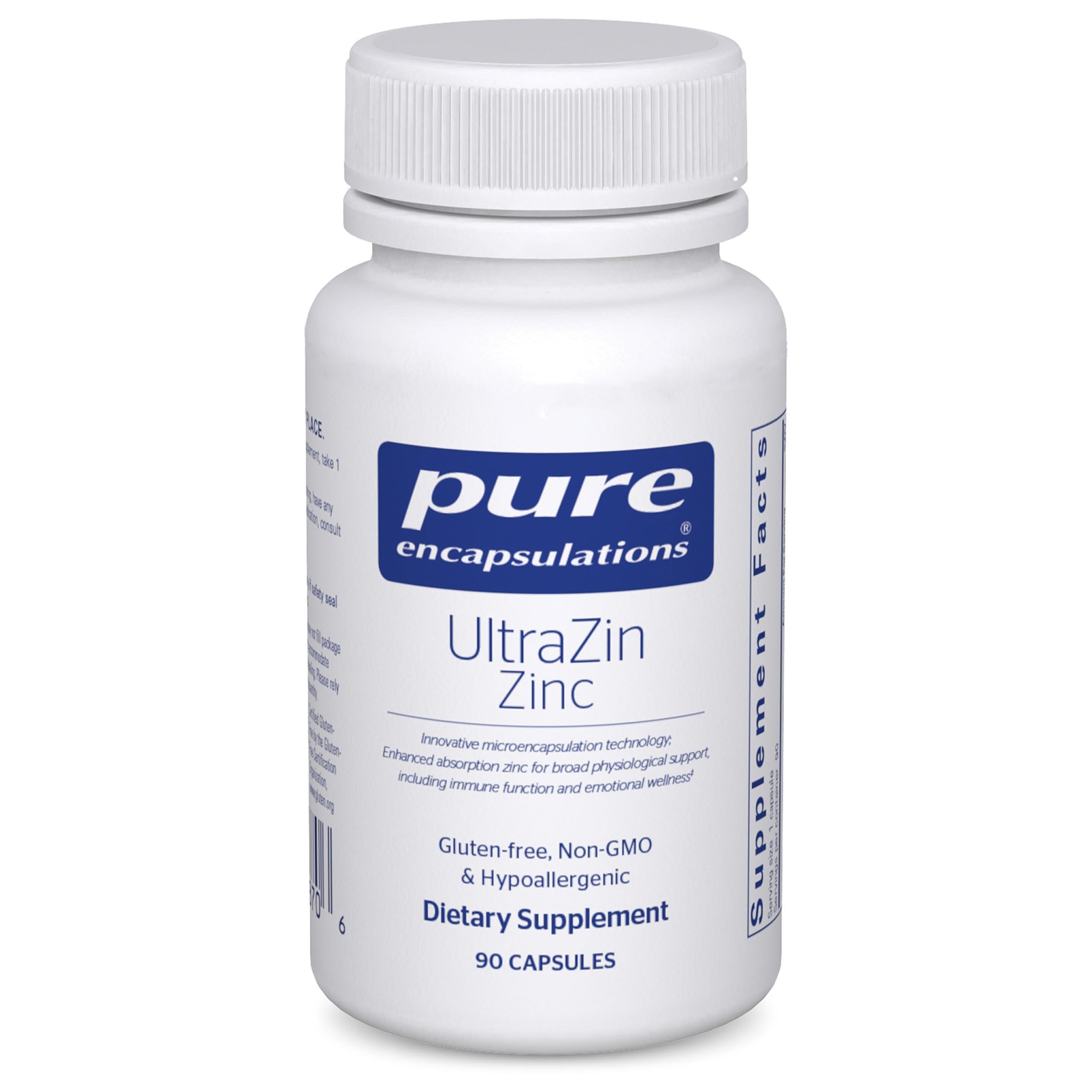 Pure Encapsulations front packaging showing UltraZin bottle and clarity of label benefits