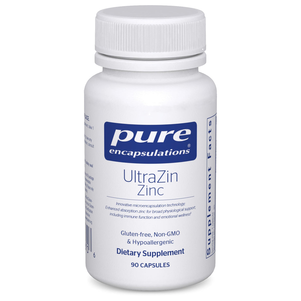 Pure Encapsulations front packaging showing UltraZin bottle and clarity of label benefits