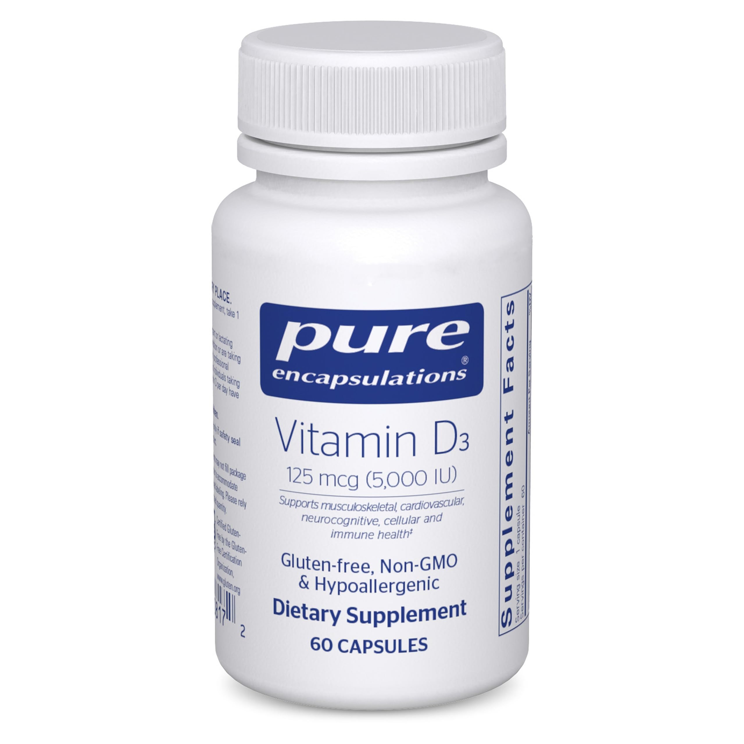 Pure Encapsulations botella frontal mostrando 60 cápsulas y dosis alta