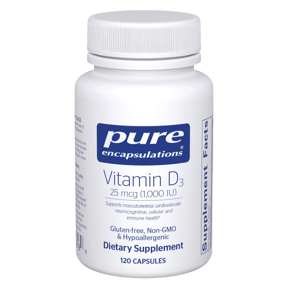 Pure Encapsulations frasco frontal limpieza y pureza visible