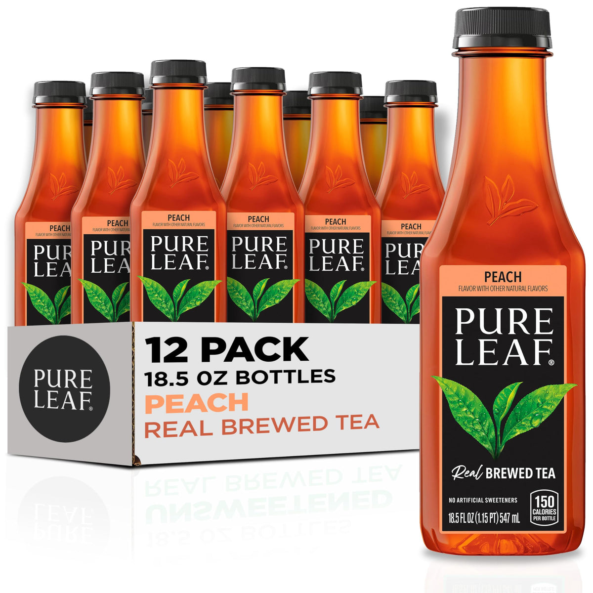 Pure Leaf frente de botella durazno mostrando diseño y facilidad para llevar