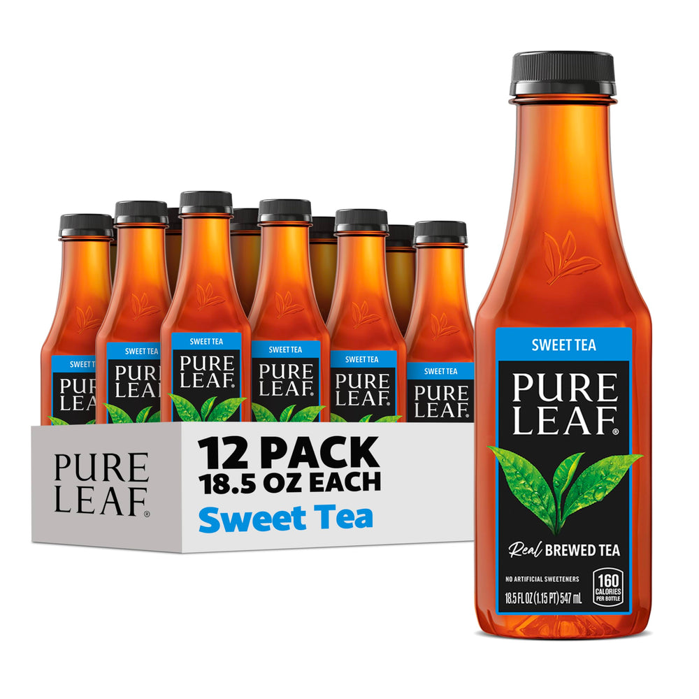 Pure Leaf pack frontal mostrando las doce botellas y etiqueta clara beneficio conveniencia