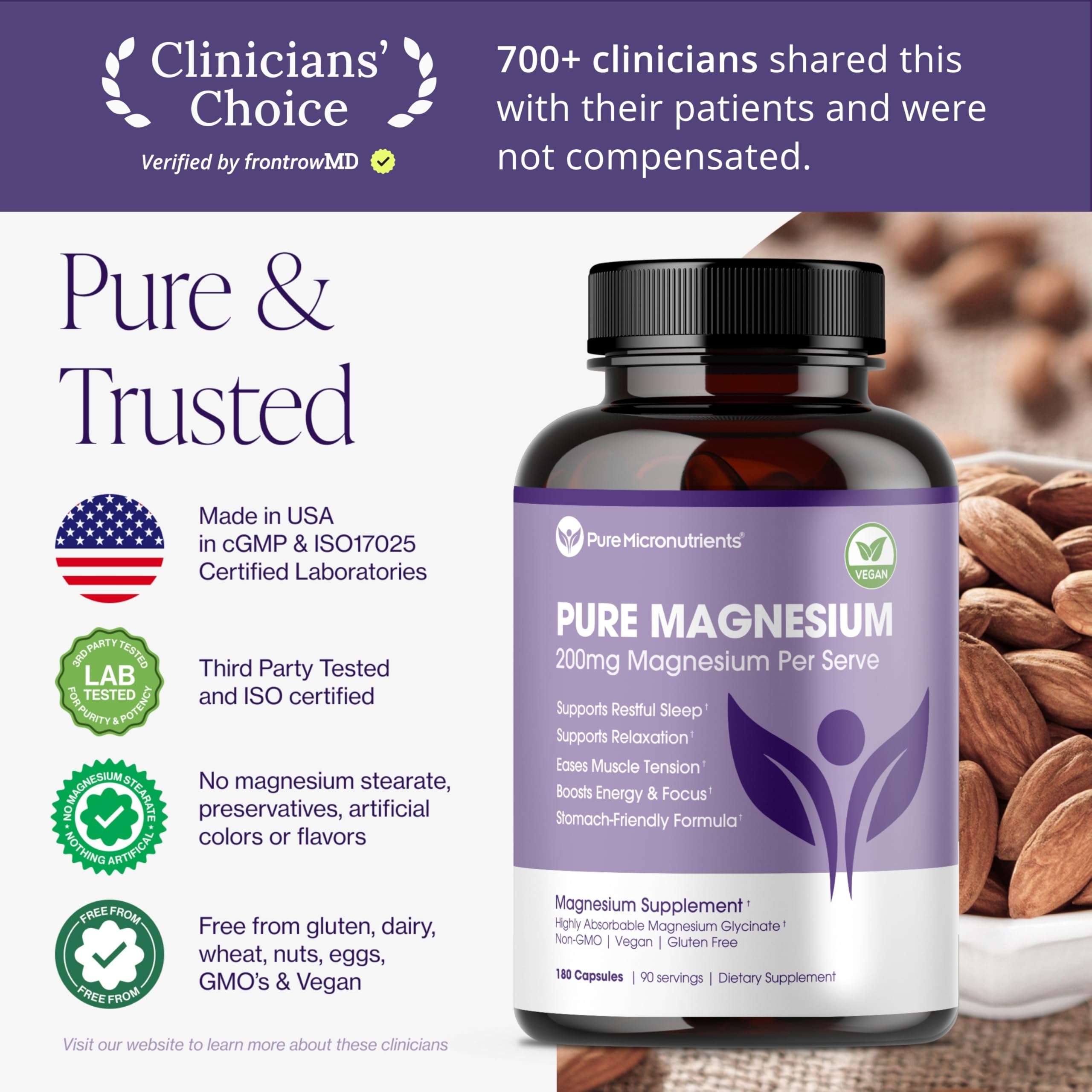Pure Micronutrients etiqueta con ingredientes y detalle de pureza