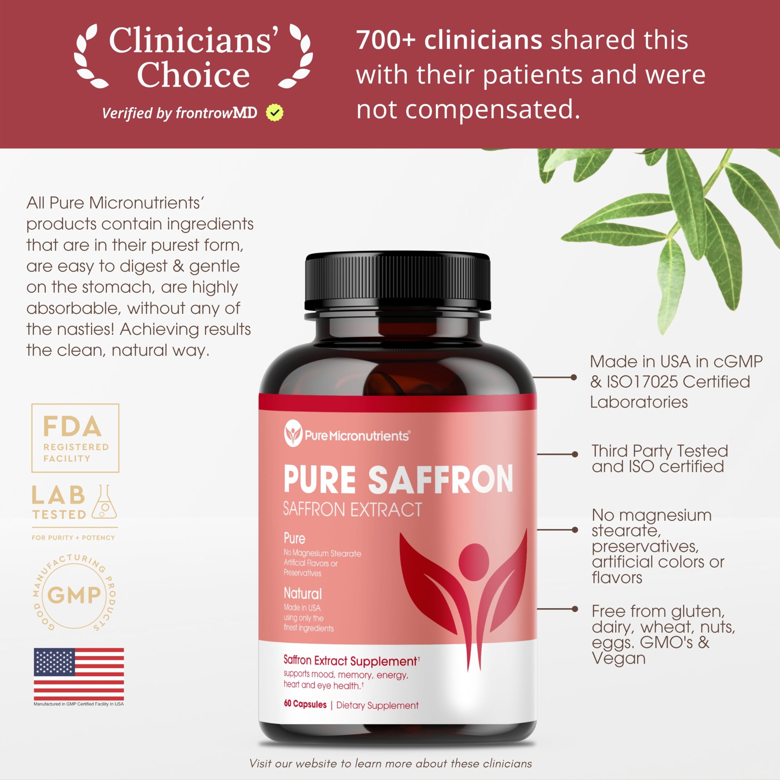 Pure Micronutrients cápsulas en primer plano, detalle y pureza