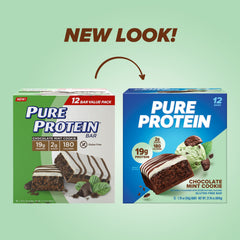 Pure Protein barra abierta con textura crujiente y sabor a menta visible