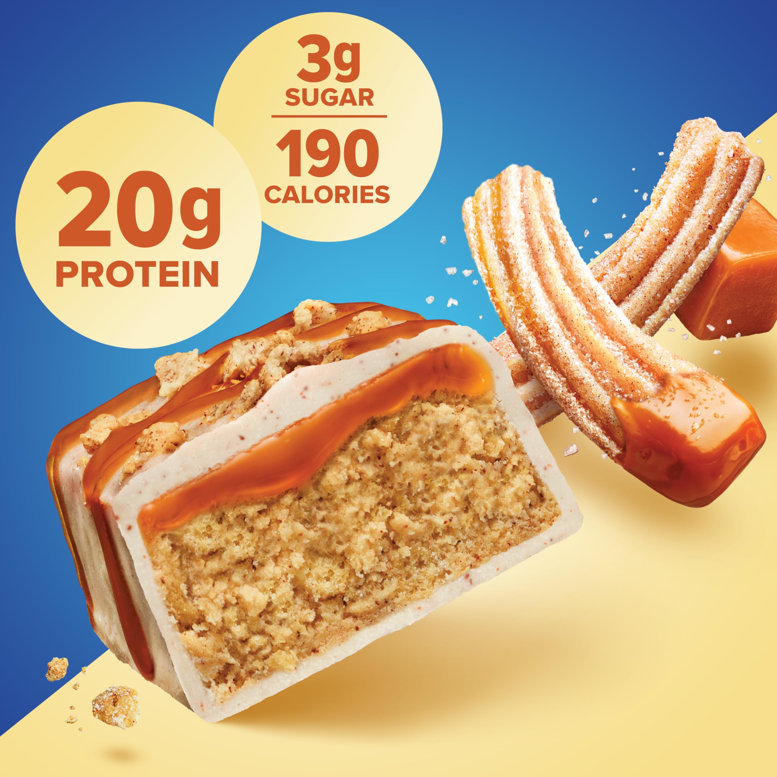 Pure Protein barra en mano para comparar tamaño y portabilidad