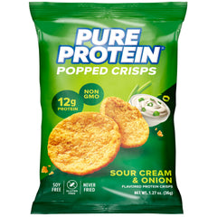 Pure Protein bolsa frontal Sour Cream & Onion muestra marca y conveniencia